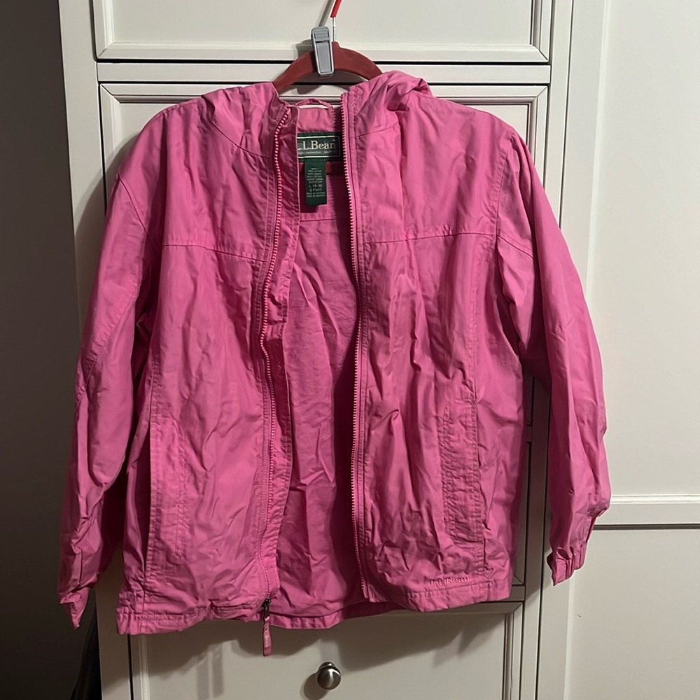 Pink L.L. Bean raincoat